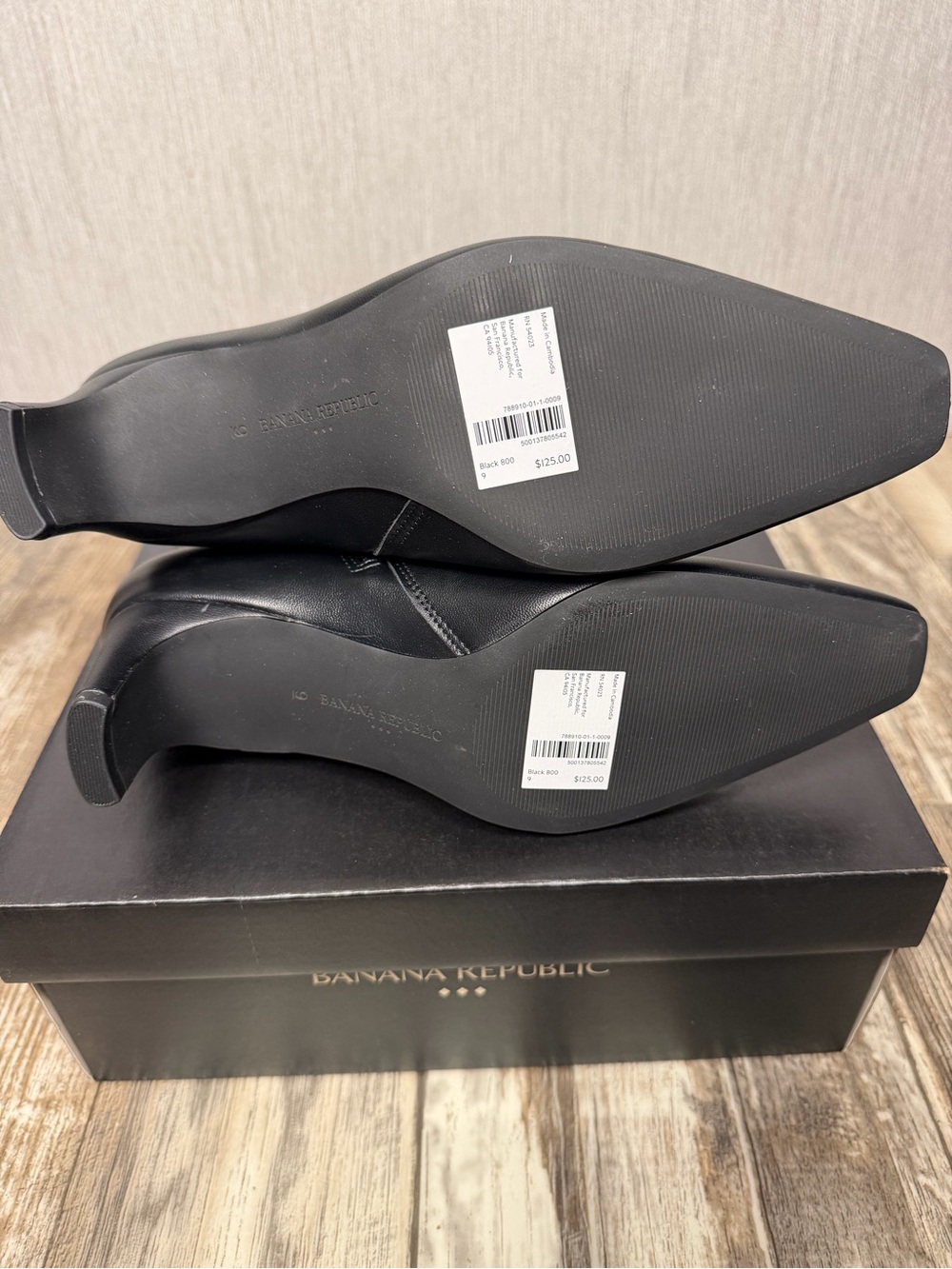 Banana Republic Black Vegan Leather Square-Toe Ankle Booties Size 9 - Picture 9 of 16